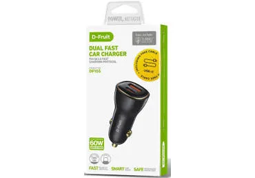 Autolaadija D-FRUIT USB-A/C, 60W, DF103