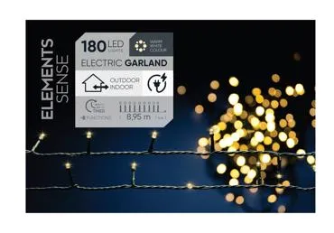 Elektriskā virtene 180LED balta ELEMENTS