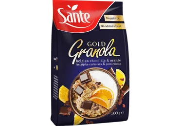 Granola SANTE Gold ar šokolādi un apelsīniem 300g