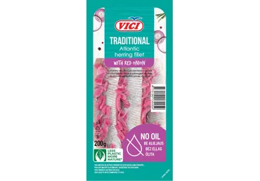 Siļķu fileja VIČI ar sīpoliem 200g