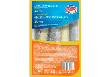 Siļķu fileja mazsālīta eļļā ar dūmu garšu WIDE OCEAN 400g