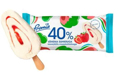 Jäätis maasika.40%väh.suhk.PREMIA 50g