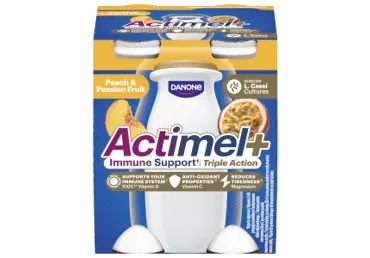 Jogurta dzēriens ACTIMEL+, persiku-pasifloras 4x100g