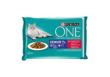 Kiisueine ONE Senior kana ja veise 4x85g