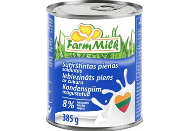 Iebiezinātais piens ar cukuru FARM MILK 385g