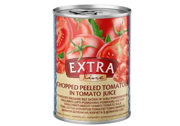 Konservēti smalcināti mizoti tomāti tomātu sulā EXTRA LINE 400g
