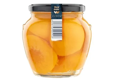 Konservētas mizotas persiku pusītes sīrupā WELL DONE PREMIUM 560g