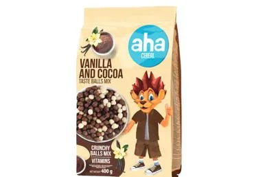 Sausās brokastis AHA kakao un vaniļas bumbiņas 400g