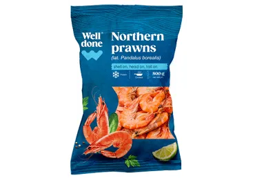 Saldētas garneles 90+ WELL DONE vārītas nelobītas 800g