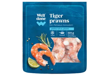 Saldētas tīģergarneles 31-40 WELL DONE  vārītas ar asti 225g