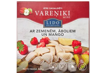 Saldēti vareņiki ar zemenēm, āboliem, mango LIDO 360g