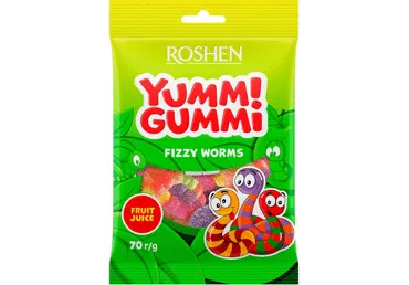 Kummikommid Yummi Gummi Fizzy Worms 70g