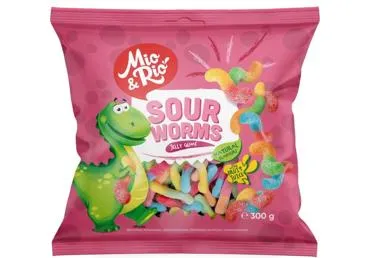 Kummikompvek Sour Worms MIO RIO 300g