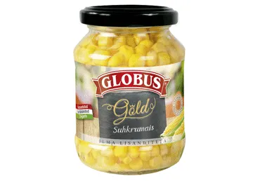 Konservēta saldā kukurūza GLOBUS 330g stiklā