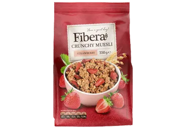 Granola FIBERA ar zemeņu gabaliņiem 350g