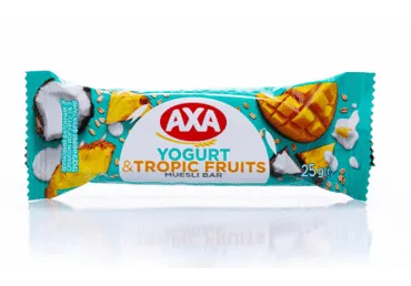 Musli batoniņš AXA ar jogurtu un tropiskiem augļiem 25g