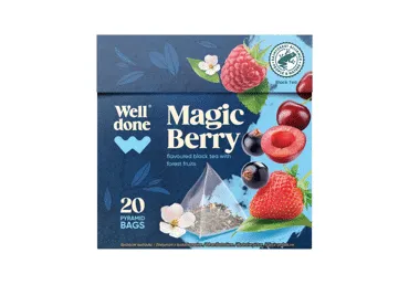 Melnā tēja WELL DONE Magic berry 20x2g