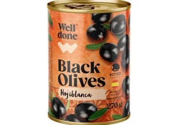 Melnās olīvas bez kauliņiem WELL DONE 270g