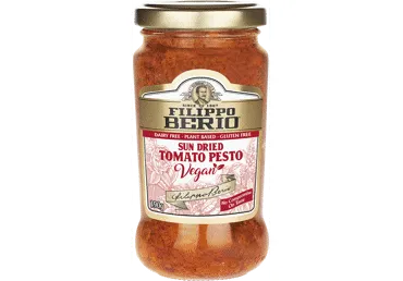 Vegānu pesto FILIPPO BERIO ar saulē kaltētiem tomātiem 190g