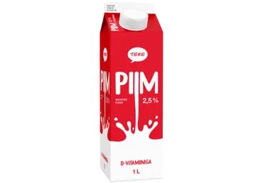 Piim TERE 2,5%, D-vitamiiniga 1L