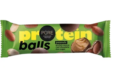 Šokolādes trifeles PURE CHOCOLATE ar proteīna zemesriekstu krēmu 40g