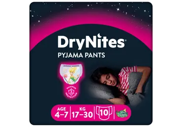 Püksmähk.DRY NITES Girl4-7a 17-30kg 10tk