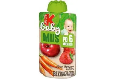 Biezenis KUBUŠ BABY ābolu-zemeņu-burkānu 6+ 100g
