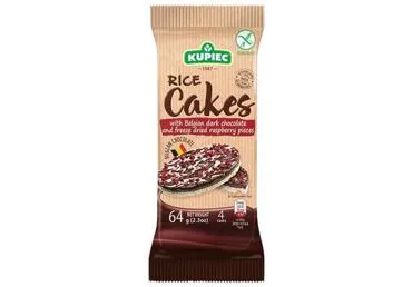 Rīsu galetes KUPIEC tumšajā šokolādē ar avenēm 64g