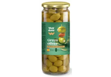 Zaļās olīvas ar mandelēm WELL DONE 220g