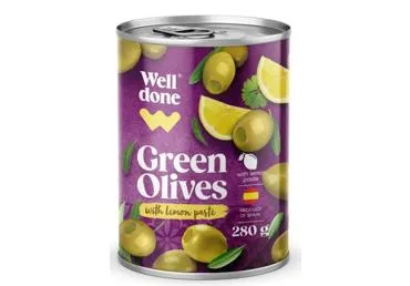 Zaļās olīvas ar citronu pastas pildījumu WELL DONE 280g