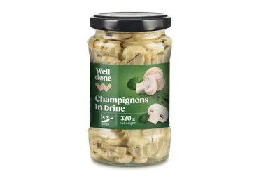 Šampinjoni sālsūdenī WELL DONE sagriezti 320g