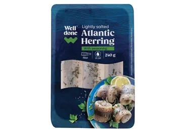 Siļķu fileja mazsālīta ar garšvielām eļļā WELL DONE 240g