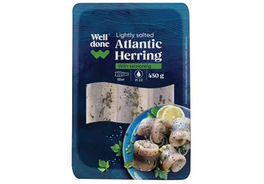 Siļķu fileja mazsālīta ar garšvielām eļļā WELL DONE 450g