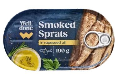 Šprotes kūpinātas eļļā WELL DONE 190g