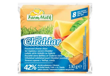 Kausētais siers šķēlēs ar čedaru 45% 150g