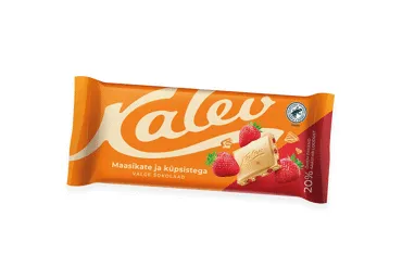 Valge šok.maasika-küpsisetük. KALEV 100g