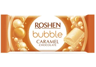Baltā šokolāde ROSHEN Bubble ar karameli 80g