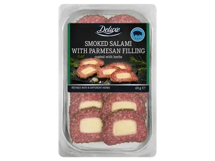 Deluxe Salami ar parmezāna pildījumu šķēlēs 60g