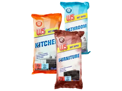 W5 Mitrās salvetes tīrīšanai 50gab