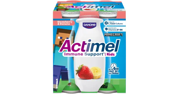 Actimel Maasika ja banaani jogurtijook L. casei Danone ning B6 ja D vitamiinidega 4x100g