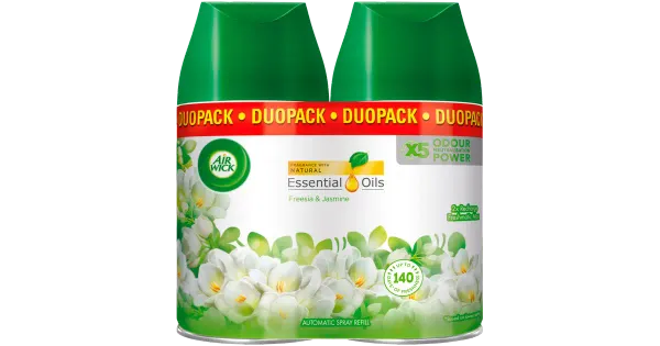 Air Wick Duo Fresh Freesia ja Jasmin õhuvärskendaja 2X250ml