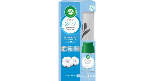Air Wick Pure õhuvärskendaja komplekt täitega, Soft Cotton 250 ml
