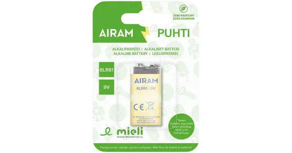 Airam leelispatarei 6LR61 9V 1 tk