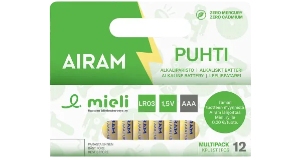 Airam leelispatarei LR03 AAA 12 tk