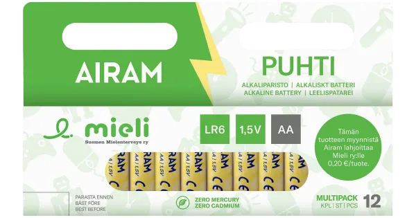 Airam leelispatarei LR6 AA 12 tk