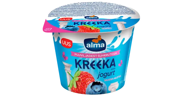 Alma kreeka stiilis jogurt maasika-mustika puuviljadest suhkrutega 180g