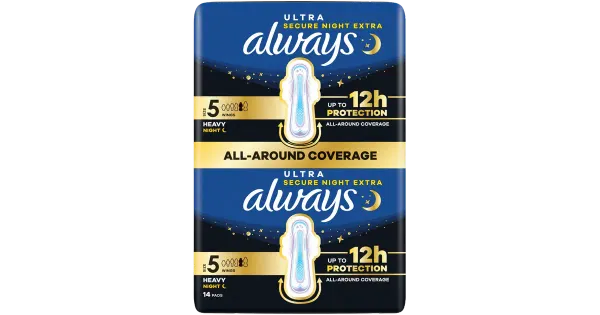 Always Ultra Secure Night Extra S5 hügieeniside 14 tk