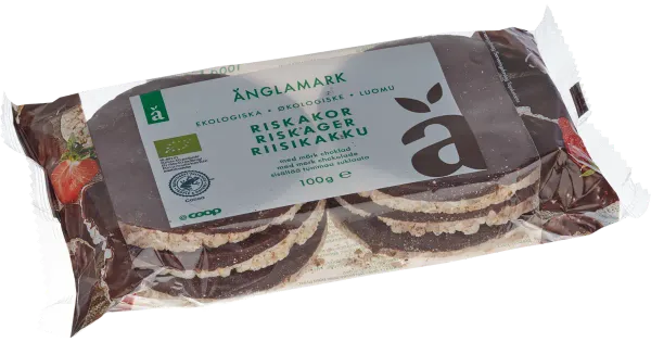 Änglamark ökoloogilised riisigaletid tumeda šokolaadiga 100g