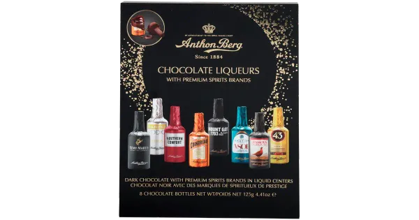 ANTHON BERG šokolaadipudelid alkoholitäidisega 125g - uus toode sortimenti