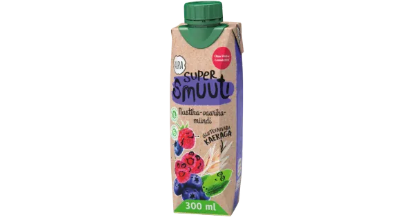 AURA SMOOTHIE supersmuuti kaeraga mustika-vaarika-mündi 300 ml